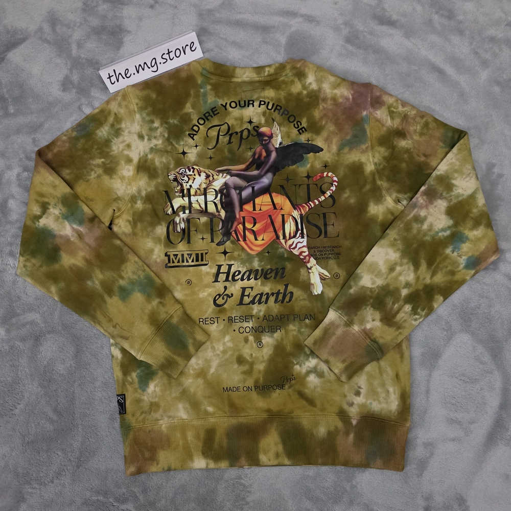 Prps Crewneck Top Tie-Dye Olive Twist Multicolor  Graphic Sweatshirt Men's Sz M